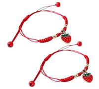 Dcfbkl Pack of 2 Stylish Beaded Bracelets Unique Friendship Bracelets Delicate Strawberry Pendant Hand Rope Accessory Suitable for All Ages