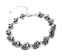 Dcfbkl Skull Beaded Bracelets Head Alloy Chain Beaded Bangles Boy Teens Skull Set