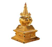 Dcfbkl Tibetan Buddhist Stupa Decors With Pearls Relics Metal Buddhas Pagoda Statue Ornament For Meditations And Home Decors Buddhist Collectible Statue