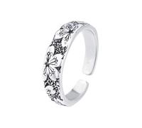 DCFSHEE Simple Adjustable Extendable Finger Rings Comfort Fit Band Personalized Trendy Statement Cuff Ring Retro Flower Open Ring for Women