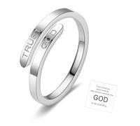 Dcfywl731 Christian Rings for Women Cross Jewelry Adjustable Stainless Steel Faith-Based Thumb Ring Inspirational Gift for Her Spiritual Encouragement Religious Accessories, Metal, No Gemstone