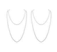 Dcfywl731 Long Layered Pearl Necklaces Costume Long Faux Pearl Necklace for Women 1920s Accessories Layered Pearl Necklaces, Pearl, no gemstone