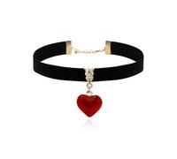 Dcfywl731 Queen of Hearts Costume Women Red Heart Necklace Black Choker Necklaces for Woman Gothic Vampire Necklace for Women Costume Jewelry Accessories, Metal, No Gemstone