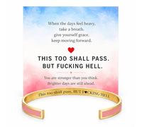 Dcfywl731 This Too Shall Pass But F Hell Bracelet - Inspirational Engraved Cuff for Women, Funny Motivational Jewelry, Encouragement Gift for Her, One Size, Brass, no gemstone