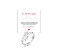 Dcfywl731 To My Daughter Hug Ring Inspirational Stainless Steel Ring for Women To My Daughter Jewelry Gift for Her Birthday Christmas, Brass, brass