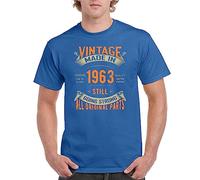 DCG PRINTWEAR 60th Birthday Gifts for Men - 1963 Vintage Made in Funny T Shirts for Men’s Birthday XLarge Royal Blue