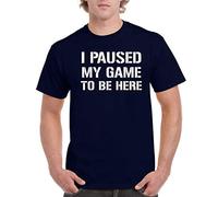 DCG PRINTWEAR Boys Mens Womens Adults I Paused My Game to Be Here Gaming Gamer Game Top Small Navy Blue