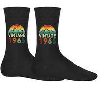 DCG PRINTWEAR Milestone Socks for 60th Birthday - Born in 1965 Gag Gift - Funny Black Socks for Adults