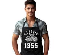 DCG PRINTWEAR Personalised Classic Since Year Apron - Custom Any Year or Age Motorcycle Vintage Biker Design Black UK Printed Novelty Birthday Gift for Dad Grandad Husband Chef BBQ Cooking Kitchen