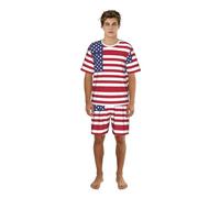 DCGHKOP American Flag Print Luxurious Mens Pajamas Set,Breathable Sleepwear For Men,Perfect For Summer Nights Black