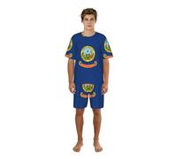 DCGHKOP Idaho State Flag Print Luxurious Mens Pajamas Set,Breathable Sleepwear For Men,Perfect For Summer Nights Black