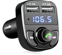 Dchannel Car Wireless Bluetooth FM Transmitter MP3 Player USB Car Fast Charger Adapter with built-in MIC, Hands-Free Calling, Dual USB Charger 5V/3.1A and 1A, Support SD Card, USB Disk