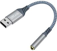 DCHAV USB to 3.5mm Audio Jack Adapter Headphone Mic USB-A to 3.5 mm AUX Cord TRRS Interface 4 Pole Female External Stereo Sound Card (Grey)