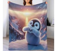 DCHHHSC Cute Penguin Throw Blanket, Soft Lightweight Blankets Breathable And Moisture Absorption for All Season for Couch/Bed, （100×130cm）