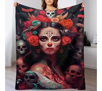 DCHHHSC Day of The Dead Bed Blanket, Flannel Blankets for Kids Teen Young Boys Girls Throw Anti-pilling Throws for Couch Bed Sofa （150×200cm）