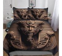 DCHHHSC Egyptian Pharaoh Duvet Cover Set Microfibre Soft Quilt Covers Easy Care Cover Bedding Sets with Pillowcase for Teen Adult Kids Double (200x200cm)