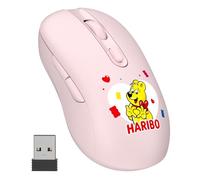 DCHK HARIBO Wireless Mouse, Bluetooth 3.0/5.0 & 2.4GHz Adjustable DPI Multi-Device Pairing Compact Gummy Bear Design for Laptop Desktop PC Pink