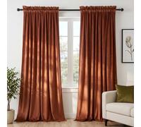 Dchola Burnt Orange Velvet Curtains for Bedroom Window, Super Soft Vintage Luxury Heavy Drapes, Room Darkening Rod Pocket Curtain for Living Room, W52 by L90 inches, 2 Panels