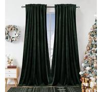 Dchola Dark Green Velvet Curtains for Bedroom Window, Super Soft Vintage Luxury Heavy Drapes, Room Darkening Rod Pocket Curtain for Living Room, W52 by L96 inches, 2 Panels