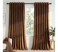 Dchola Gold Brown Velvet Curtains for Bedroom Window with Back Tab, Super Soft Vintage Luxury Heavy Drapes, Room Darkening Thermal Insulated Curtain for Living Room, W52 by L96 inches, 2 Panels