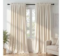 Dchola Ivory White Velvet Curtains for Bedroom Window, Super Soft Vintage Luxury Heavy Drapes, Room Darkening Rod Pocket Curtain for Living Room, W52 by L90 inches, 2 Panels
