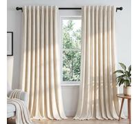 Dchola Ivory White Velvet Curtains for Bedroom Window with Back Tab, Super Soft Vintage Luxury Heavy Drapes, Room Darkening Thermal Insulated Curtain for Living Room, W52 by L90 inches, 2 Panels