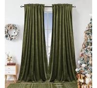 Dchola Olive Green Velvet Curtains for Bedroom Window, Super Soft Vintage Luxury Heavy Drapes, Room Darkening Rod Pocket Curtain for Living Room, W52 by L84 inches, 2 Panels