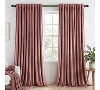 Dchola Wild Rose Velvet Curtains for Bedroom Window with Back Tab, Super Soft Vintage Luxury Heavy Drapes, Room Darkening Thermal Insulated Curtain for Living Room, W52 by L90 inches, 2 Panels