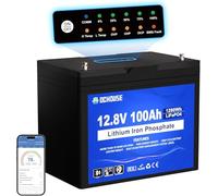 DCHOUSE 12V 100Ah LiFePO4 Trolling Motors Battery with SOC Status Indicators, Bluetooth & Low Temp Cut-Off, 100A Smart BMS, Up to 15000 Cycles for Caravans, Marine, Boat, Solar Off-Grid
