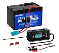 DCHOUSE 12V 12Ah LiFePO4 Lithium Battery Kit, DC Port & 5A Charger,15A BMS | Wire Harness Connector,5000+ Cycles Rechargeable,Ideal for Power Wheels, Kids Tractor, Fish Finder, Ride On Toys