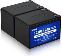 DCHOUSE 12V 12Ah Lithium LiFePO4 Battery 2 Pack,10000+ Deep Cycles, for Ride on Toy, Fish Finder, Power Wheels, Lighting, UPS, Pride Go-Go Mobility Wheel Replacement Battery with 15A BMS