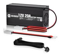 DCHOUSE 12V 20A Lithium Battery Charger, 14.6V LiFePO4 Charger with Battery Quick Connector & LED Indicator, Smart 300W Fast Charging for Marine, Caravan, Off-Grid Solar and Home Batteries