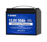 DCHOUSE 12V 50Ah LiFePO4 Lithium Leisure Battery with 50A BMS & 4000-15000 Cycles - Lightweight Battery for Mobility Scooter, Electric Wheelchair, Trolling Motor & Fish Finder