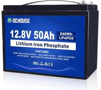 DCHOUSE 12V 50Ah Marine Trolling Motor Lithium LiFePO4 Battery Built-in BMS, BCI Group 22NF, 5000+ Cycles, for 30~50lb Trolling Motor, Electric Wheelchair, Camping, Solar, RV, Scooters, Power Wheel