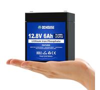 DCHOUSE 12V 6Ah Mini LiFePO4 Lithium Deep Cycle Battery with 10A BMS & 4000+ Cycles, Replaces 7Ah/8Ah Lead Acid, Perfect for CCTV Camera, Solar, Fish Finder, Lighting, Pump, UPS, Alarm System
