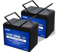 DCHOUSE 2 Pack 12V 100Ah LiFePO4 Lithium Leisure Battery with Bluetooth, Low-Temp Cut-Off, 6000-15000 Deep Cycles - Ideal for Caravans, Solar, Marine, Camper, Trolling Motor, Off-Grid Systems