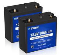 DCHOUSE 2 Pack 12V 30Ah LiFePO4 Lithium Battery,DC Port,Low Temp Cut-Off