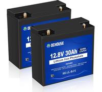 DCHOUSE 2 Pack 12V 30Ah LiFePO4 Lithium Battery with DC Port, Low Temp Cut-Off, 4000+ Deep Cycle Rechargeable Battery, for Trolling Motor, Lighting, Solar, Camping, Ham Radio, Mobility Scooters