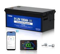 DC HOUSE 48V 100Ah Golf Cart Battery, Built-in 200A BMS, LCD Monitor & Mobile APP Bluetooth, Peak Current 600A, 4000+ Deep Cycles Lithium Battery for Club Car, Golf Carts, RV, Home Energy Storage