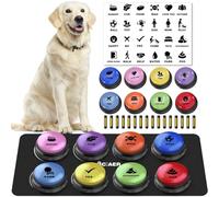 DCIAER Dog Buttons for Communication, 8 PCS Dog Talking Button Set,30 Seconds Recordable Pet Training Buzzer，with Training Manual Book+16 AAA Batteries+24 Scene Modes + 1 Dog Button Mat