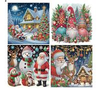 DCIDBEI 4 Pack 5D DIY Diamond Painting Set Christmas 30 x 30 cm DIY Specially Shaped Partial Drill Diamond Painting Rhinestone Embroidery Cross Stitch Art Craft Diamond Christmas Santa Claus