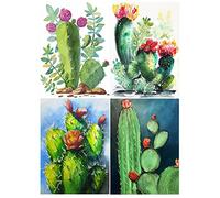 DCIDBEI 4 Pack Diamond Painting Cactus 30x40cm Embroidery Cactus Cross Stitch Kits Cactus Pictures Diamond Painting Plants Green Diamond Embroidery Painting Kits Paint by Numbers Crafts Adults