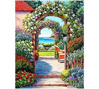 DCIDBEI 40 x 50 cm - Diamond Painting Flower Door, 5D Diamond Embroidery Sea Landscape DIY Kits Rhinestone Glued Square Cross Stitch for Living Room Bedroom Decoration