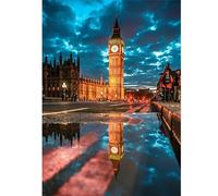 DCIDBEI 40 x 50 cm Round Diamond Painting Big Ben at Night, English Landscape Diamond Embroidery, Cross Stitch Diamond London, Crystal Mosaic Craft Wall Decor Handmade Gifts