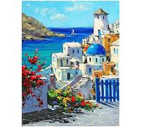 DCIDBEI 40 x 50 cm Square City Diamond Painting Kit, 5D Full Diamond Painting Landscape Sea Beach Diamond Art for Adults and Children Canvas Craft Wall Decor