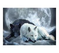 DCIDBEI 50 x 40 cm Square Diamond Painting Animals Anime, 5D Diamond Painting Wolf, Diamond Painting Pictures Square, for Adults, Ideal for Interior Decoration, Wolf Under the Moon