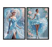 DCIDBEI Diamond Notebook 2 Pieces Diamond Painting Notebook Diamond Art Notepad Diary Journal Book Diamond Painting Sketchbook A5 Blank Diamond Painting Writing Pad Princess Ballet Ballerina