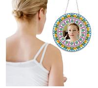 DCIDBEI Diamond Painting Crystal Wall Mirror, Embroidery Diamond Painting Round Mirror Wall Art for Hallway, Bedroom, Living Room, Home Decor (Mandala)