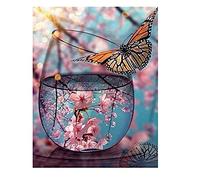 DCIDBEI Diamond Painting Japanese Cherry 40x50cm Gem Art Cherry Blossom Tree in Glass Diamond Painting Kits Cherry Blossom in Glass Diamond Embroidery Flowers Butterfly Cherry Blossom Gem Paintings