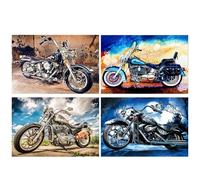 DCIDBEI Diamond Painting Motorcycle 4 Pack 40 x 30 cm Diamond Painting Pictures Adult Motorcycle Painting by Numbers Motorcycle Diamond Painting Motorcycle Embroidery Pictures Adults Motorcycle Craft